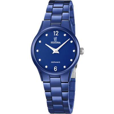 Keramikuhr FESTINA "Ceramic", blau (blau, blau, blau), Armbanduhren, Damen, blau, Quarzuhr, Armbanduhr, Damenuhr, Keramik, analog