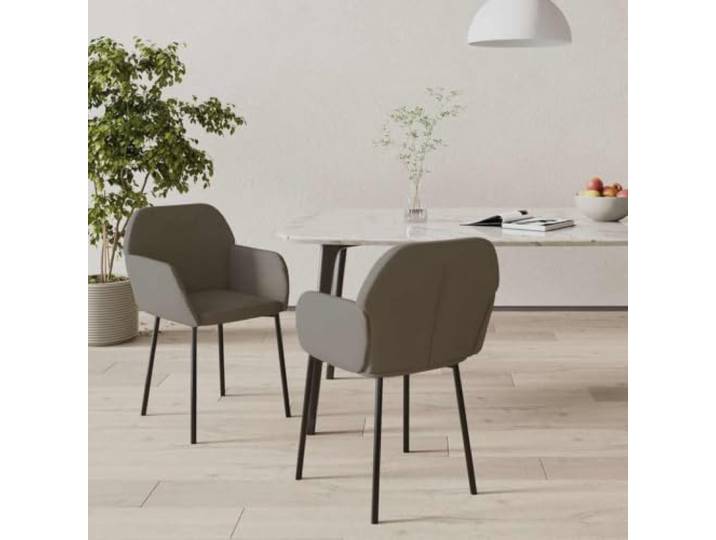 HEFZGDB Esszimmerstühle 2 STK. Dunkelgrau Samt Ergonomische Polsterung Metallrahmen Stabile Konstruktion Luxuriöser Sessel