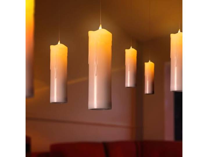 IC Winterworld 6 schwebende LED Kerzen mit Zauberstab als Fernbedienung am Nylonfaden Innen und Außen hängend inkl. Batterien magische Halloween Deko & Weihnachtsdeko