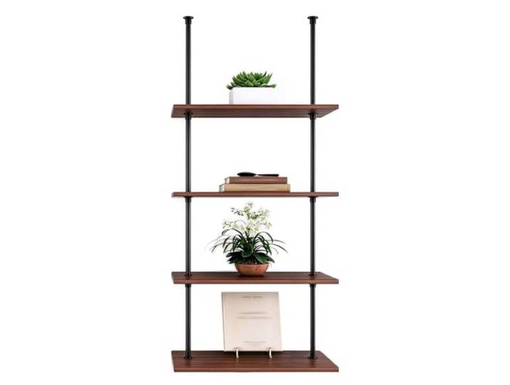 Gaommini Pflanzen-Blumentopf-Ständer, Decken-Hängeregal, Wohnzimmer-Bücherregal, schwebende Dekorationen, Regale, Küchen-Topfpfannen-Aufbewahrungsregal, Bar-Weinhalter(4-Layer 60x30x155cm)