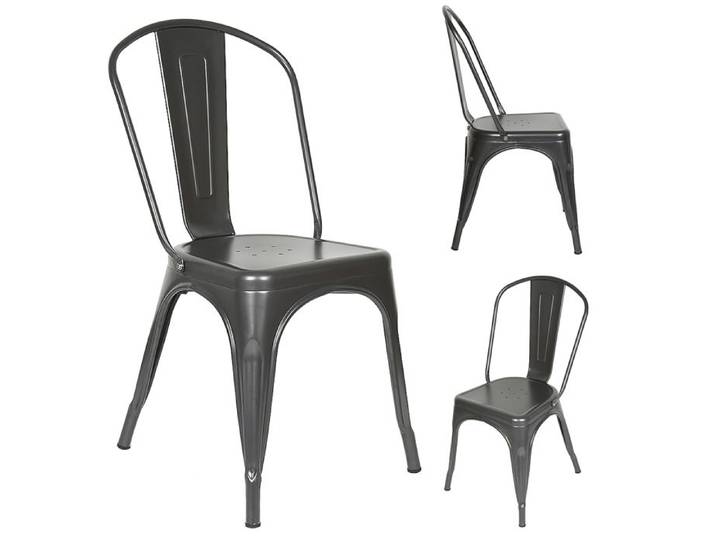 Lot de 4 chaises de salle à manger en métal noir mat - Modèle industriel - Chaises de salle à manger en métal empilables XJING