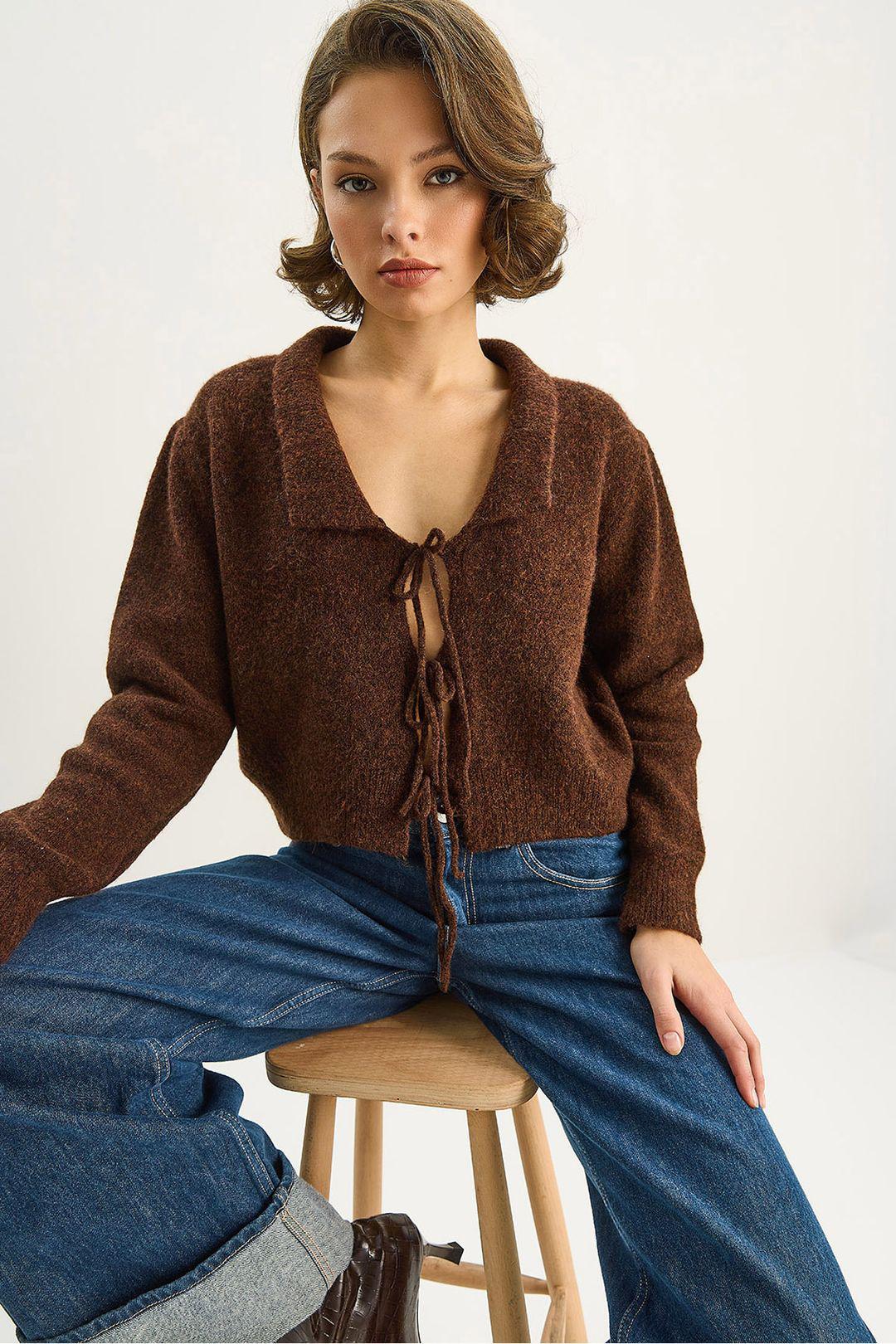 Oversized V-hals Striksluiting Geribde Cardigan