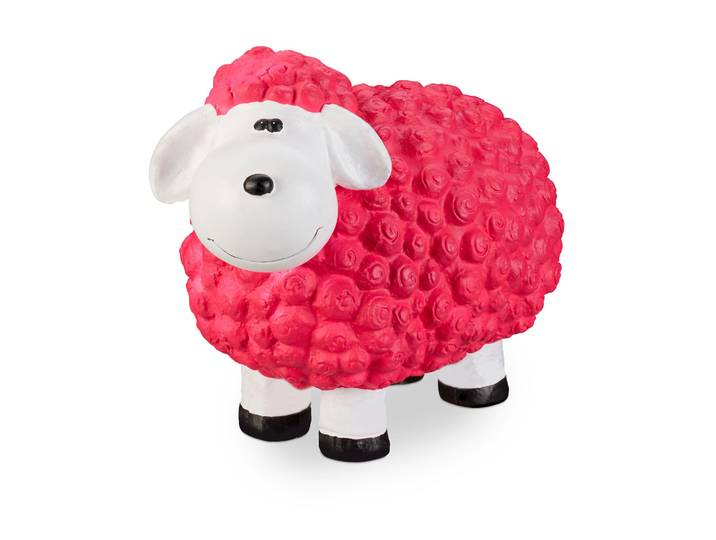 Gartenfigur Schaf Weiss-Pink-Schwarz