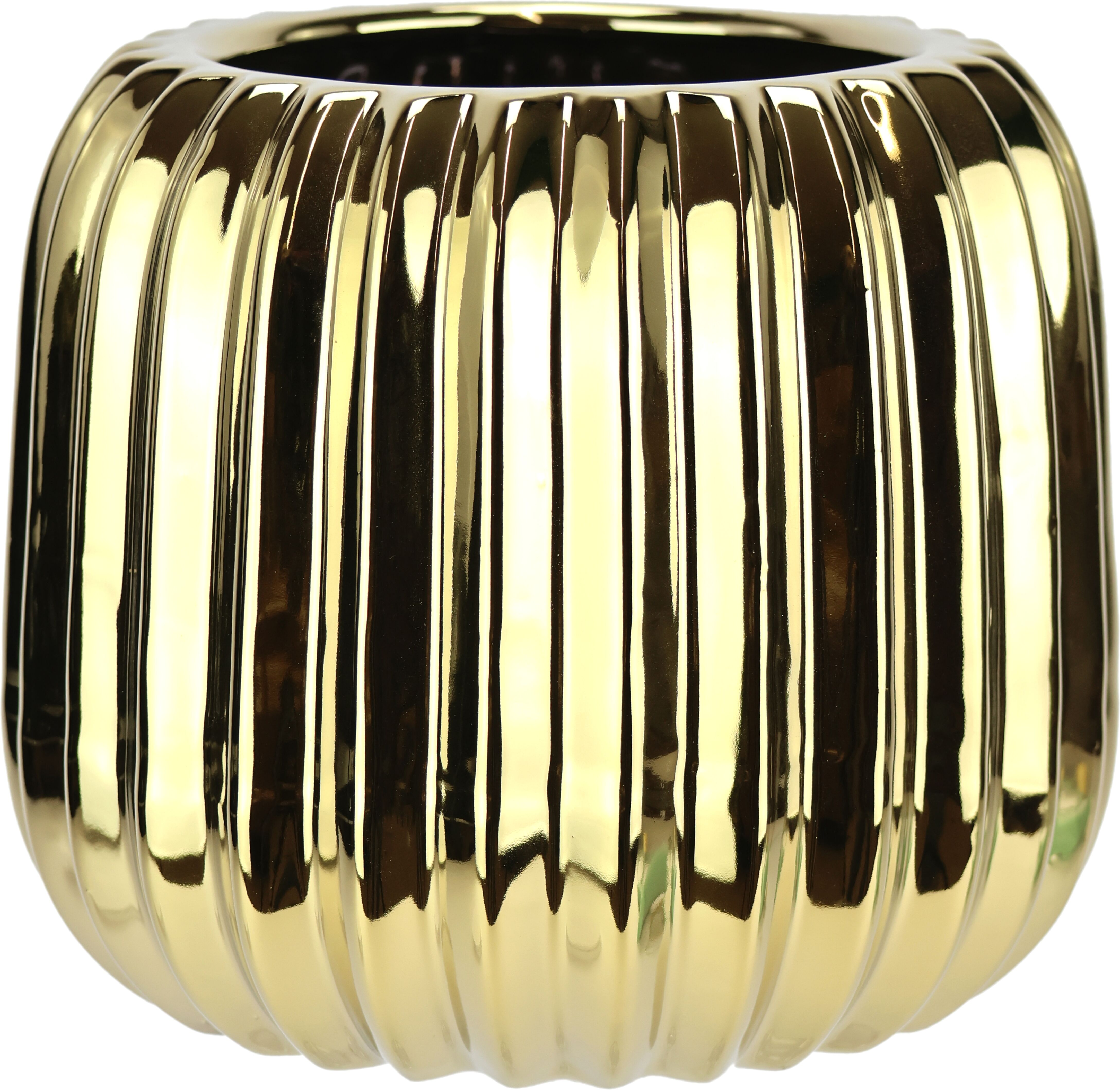 Dekovase I.GE.A. "Vase aus Keramik", gold, B:13cm H:11cm, Keramik, Vasen, Dekovase, Dekovase Blumenvase Modern für Tischdeko Tischvase Deko Trockenblume gold B/H/T: 13cm x 11cm