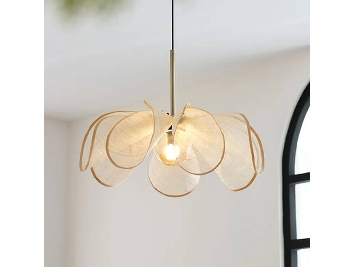 Lumière Led française hôtel Wabi Sabi tissu pendentif lumières Restaurant tissu fleur lampe salon lampe suspendue pour la maison Deocr