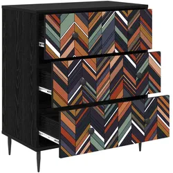 vidaXL, Kommode + Sideboard, Kommode OMMEN Geometrischer Druck 66 x 36,5 x 76 cm (36.50 x 66 x 76 cm)