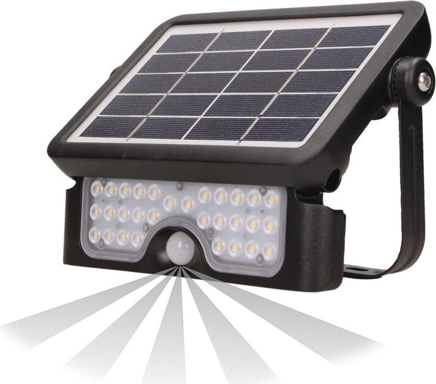 ADVITI LUX LED 5W zonnepaneel straatlamp met bewegingssensor, 4000K, zwart