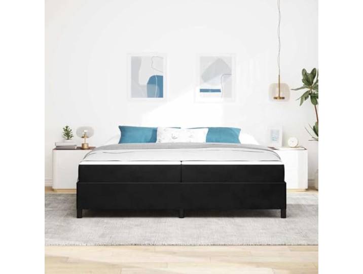 KTHLBRH Doppelbett 200 x 200 cm mit schwarzer Matratze Minimalistisches Design, gepolsterter Stoff, einfache Linien, geeignet für moderne Zimmer