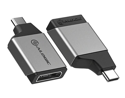 ALOGIC Ultra MINI USB-C (männlich) auf Displayport (weiblich) Adapter grau