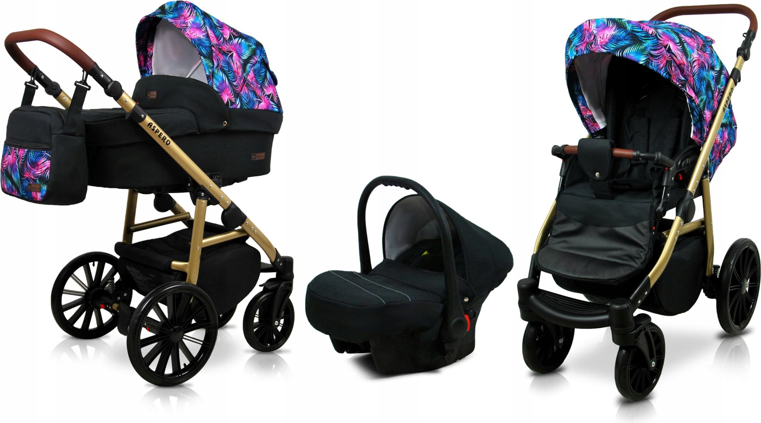BabyLux Aspero | 3in1 Kinderwagen Set | Colorful Feathers | Kombikinderwagen | Kinderwagenset |