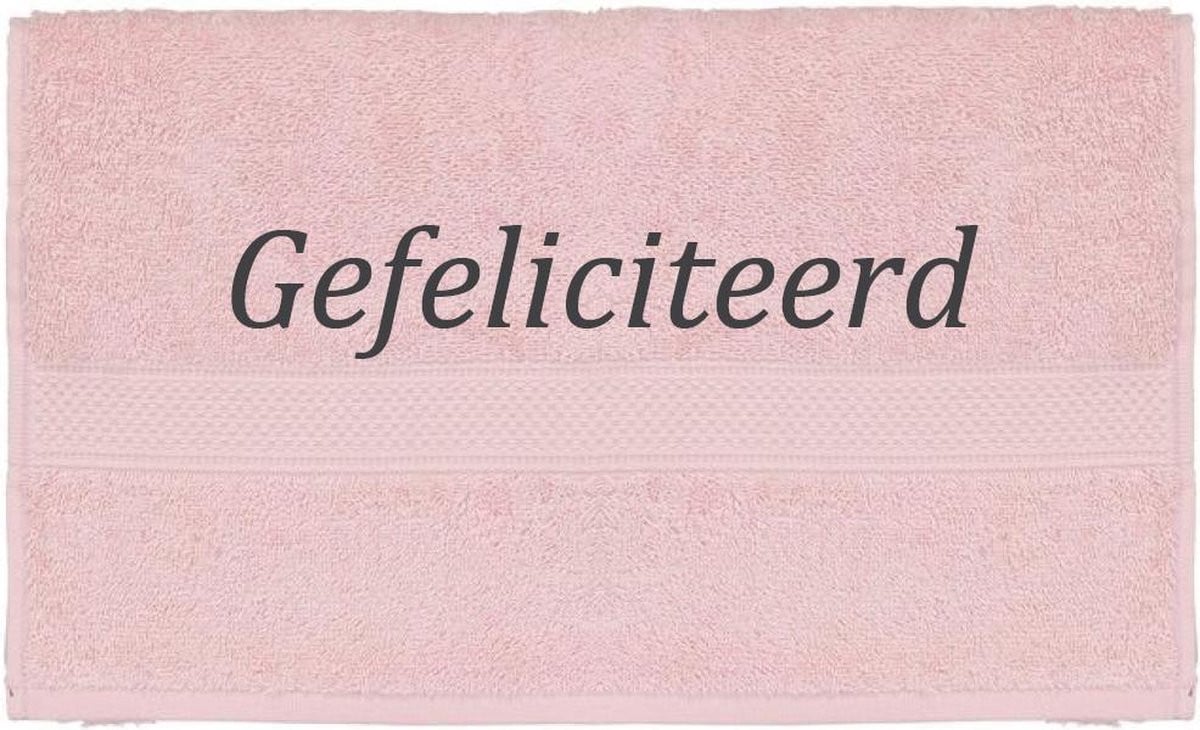 Roze Handdoek Gefeliciteerd 100 x 50 cm
