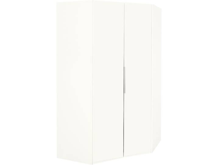 Eckkleiderschrank, Spanplatte, Weiß, 216×120 cm, Mit LED-Beleuchtung, Modern, Wimex