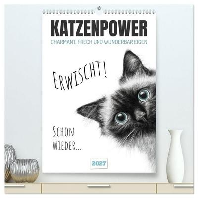 Katzenpower - Charmant, frech und wunderbar eigen (hochwertiger Premium Wandkalender 2027 DIN A2 hoch), Kunstdruck in Hochglanz