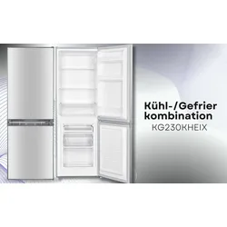 PKM Kühlgefrierkombination KG230KHEIX 173L Inox silber Kühlschrank LED