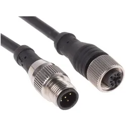 RS PRO M12 male - M12Female,5W, 5 Core 2m, Elektronikkabel + Stecker, Schwarz