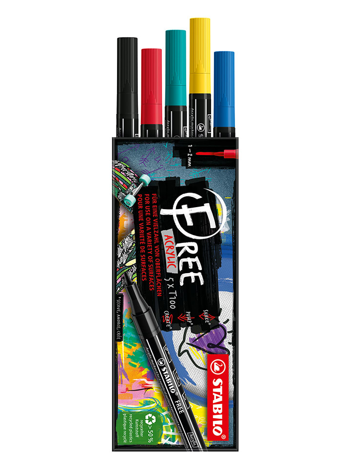 Permanent-Marker "STABILO FREE Acrylic Royal" - 5er Pack - onesize