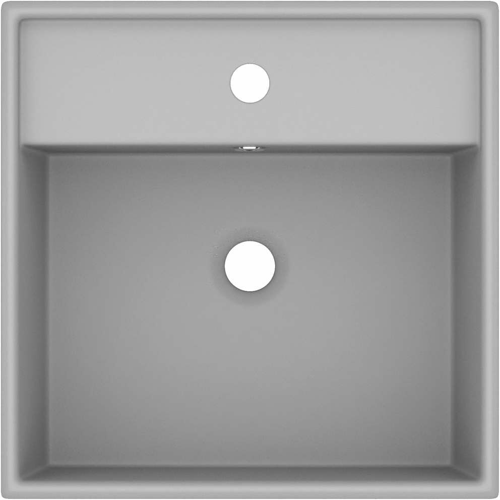 vidaXL Lavabo carré à trop-plein Gris clair mat 41x41 cm Céramique