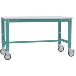 Manuflex AU7329.5021 Arbeitstisch UNIVERSAL Spezial mobil mit PVCplatte, BxTxH = 1250 x 600 x 752-972 mm Wasserblau