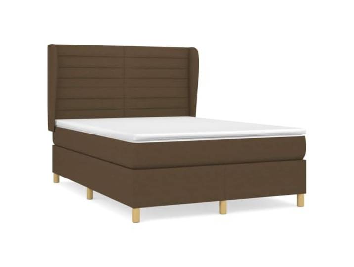PUGYNBK Boxspringbett, 140 x 200 cm, Stoff, Dunkelbraun Verstellbares Kopfteil, Taschenfedern, mittlere Festigkeit, atmungsaktiv, langlebig