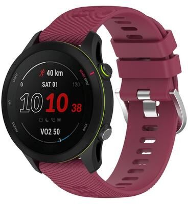 Everyday Crate Garmin Forerunner 255 Silicone Watch Band 22mm Cross Textured Replacement Watch Strap wine Red