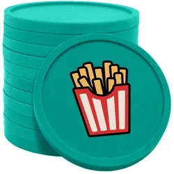 CombiCraft Kunststoff Wertmarken Chips Pommes in Türkis- 100 Stück - Ø29 mm