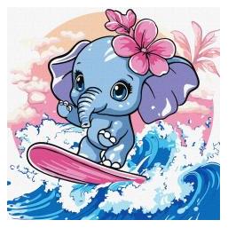 Ideyka Malen nach Zahlen - Sommer, Elefant fängt eine Welle Kinder (61087316)