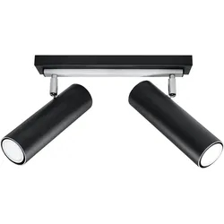 Deckenlampe verstellbar Deckenleuchte schwarz Metall Deckenleuchte 2 Strahler, 2 flammig Stahl, 2x GU10, LxH 30 x 20 cm
