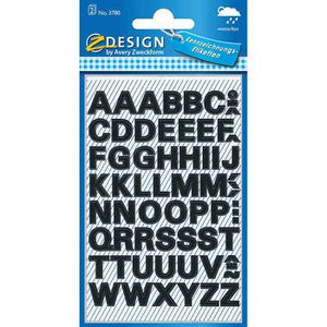 Zweckform Klebebuchstaben 3780 Z-Design A-Z, Höhe 9,5mm, schwarz, wetterfest, 104 Buchstaben