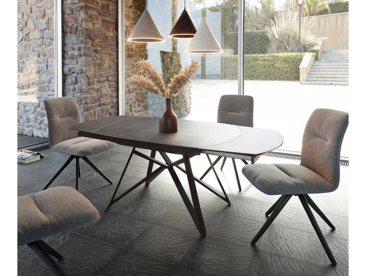 Table manger Carlow 130/200x95 cm céramique gris métal extensible
