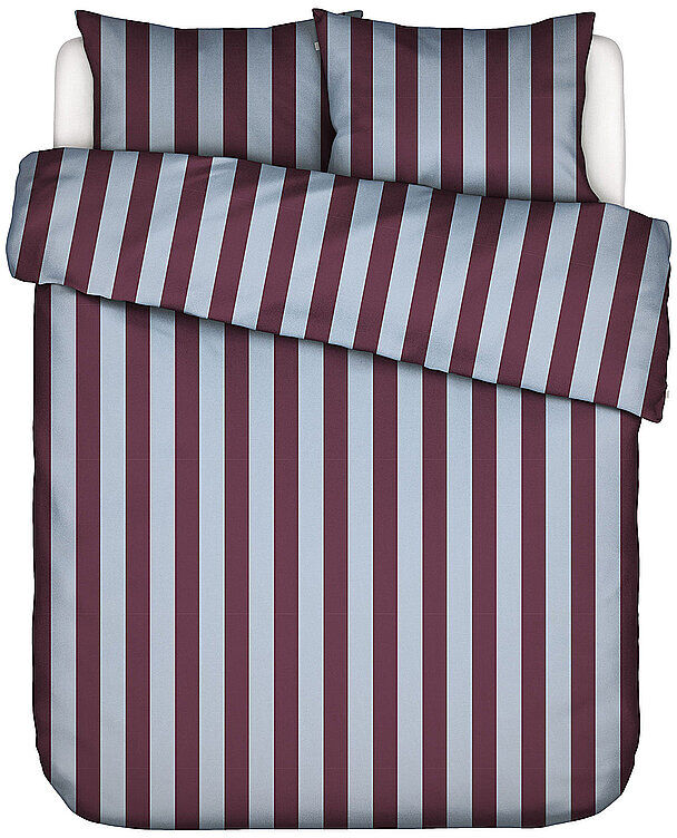 ESSENZA Satin Bettwäsche MINTE STRIPE 70x90/140x200cm Mauve Wine/Ice Blue beere EG