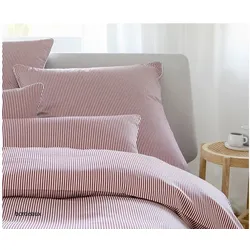 Elegante Bettwäsche Hamburger Streifen - 135x200 cm + 80x80 cm bordeaux