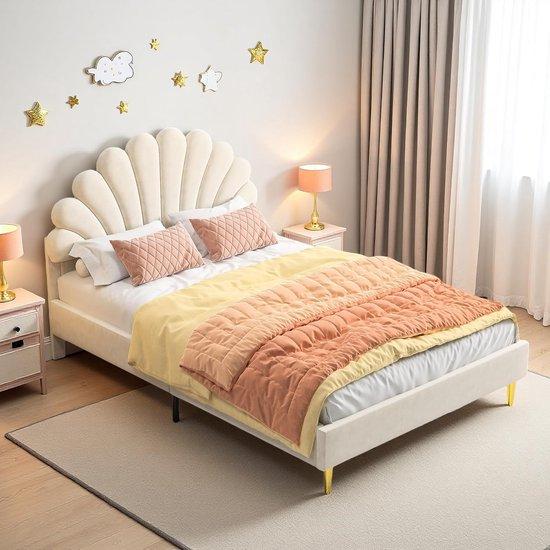 Famanu Kinderbett Ergonomisches Design - Beige Velvet - 140 x 200 cm