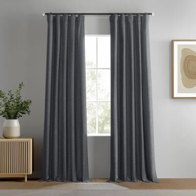 Exclusive Fabrics Boho Chic Faux Linen Blackout Curtains for Bedroom & Living Room Curtains Pair - 2 Panel Drapes