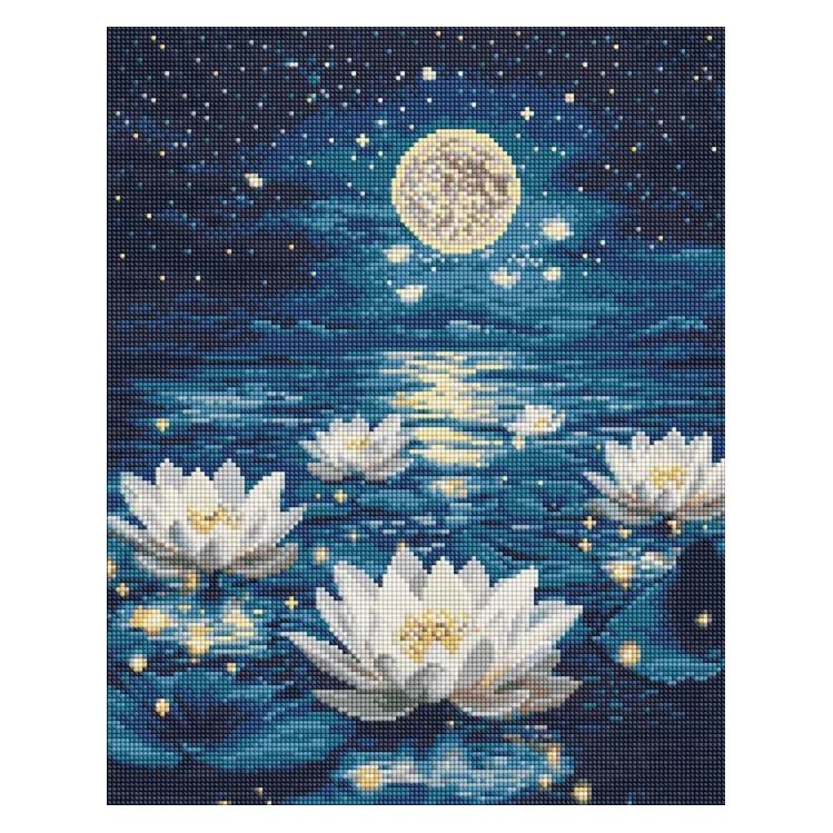 Ideyka Diamond Painting mit Rahmen Lotus im Lichtschein 40 x 50 cm (AMO8226)