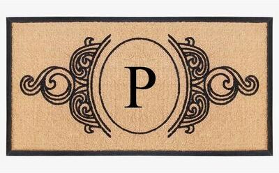 A1 Home Collections Natural Coir & Rubber Hand Flocked Large Monogrammed Doormat 30X60 Inch