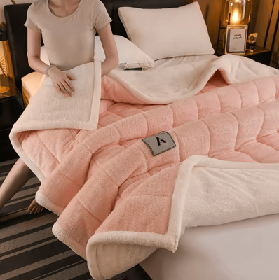 Inspire Curations Three Layer Thickened Milk Velvet Winter Blanket pink 180x200cm