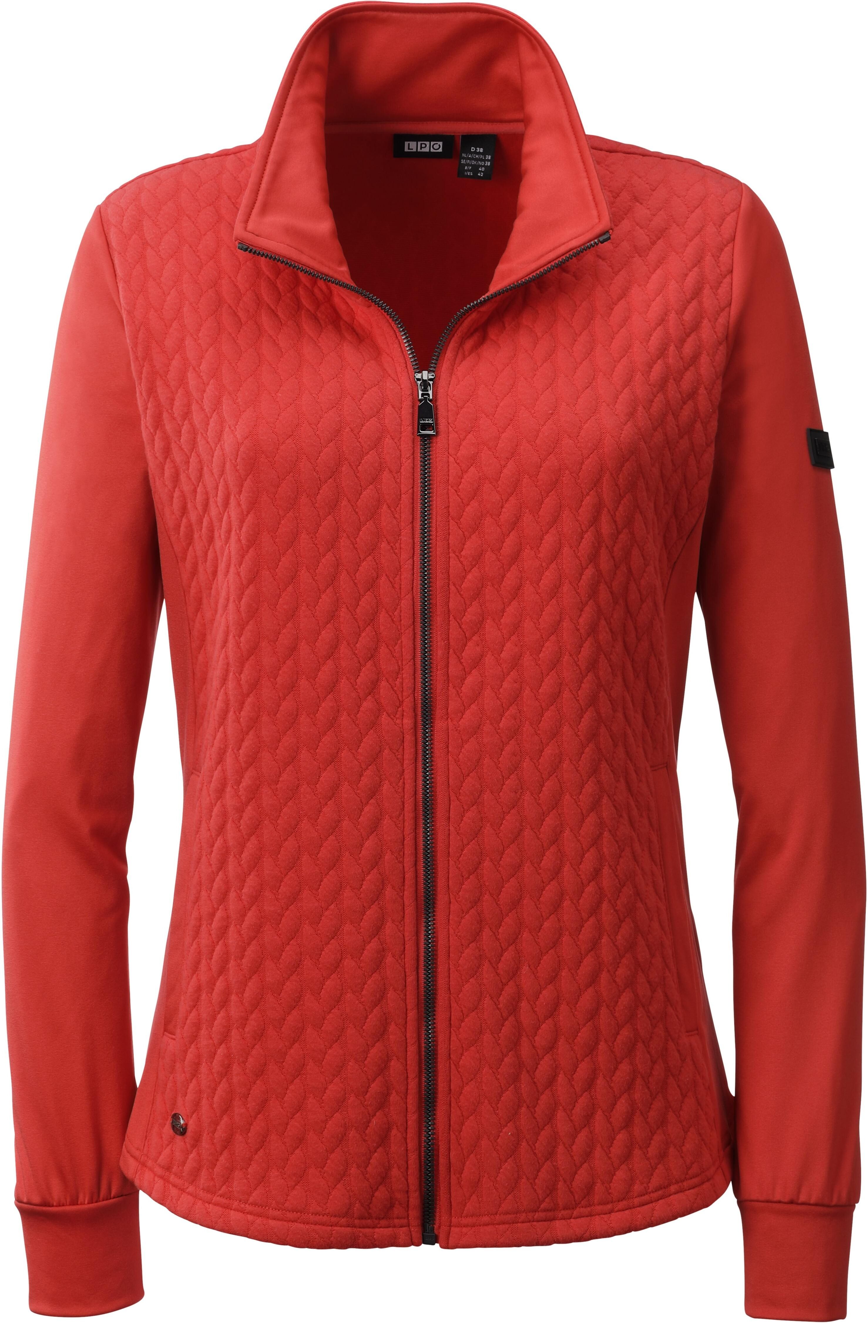 Fleecejacke LPO "Fleecejacke Simona", Damen, Gr. 46 (L), rot (poppy rot), Fleece, 100% Polyester, regular fit hüftbedeckend, Jacken Fleecejacke poppy rot 46 (L)
