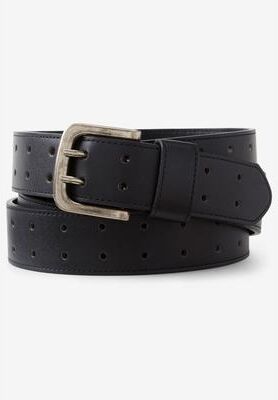 Men's Big & Tall Double Prong Belt by KingSize in Black (Size 40/42)