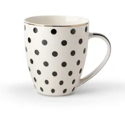 Kaffeebecher Jessica 675 ml Porzellan Schwarz, Weiß Schwarz /