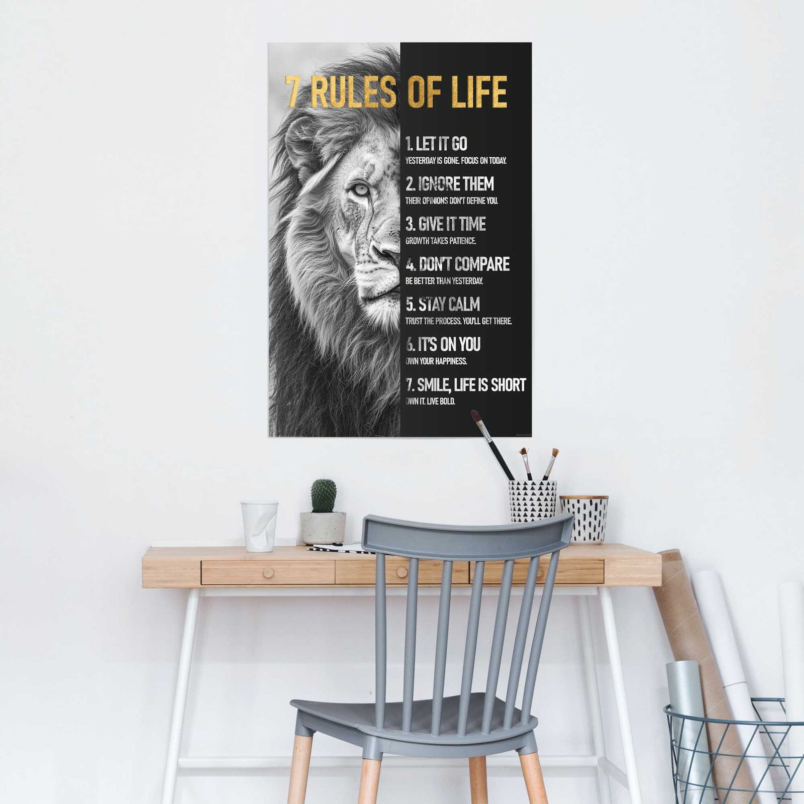 home24 Poster Rules of life, zwart, papier, 61 x 92 cm