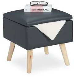 Relaxdays Sitzhocker mit Stauraum Kunstleder Anthrazit,Hellbraun