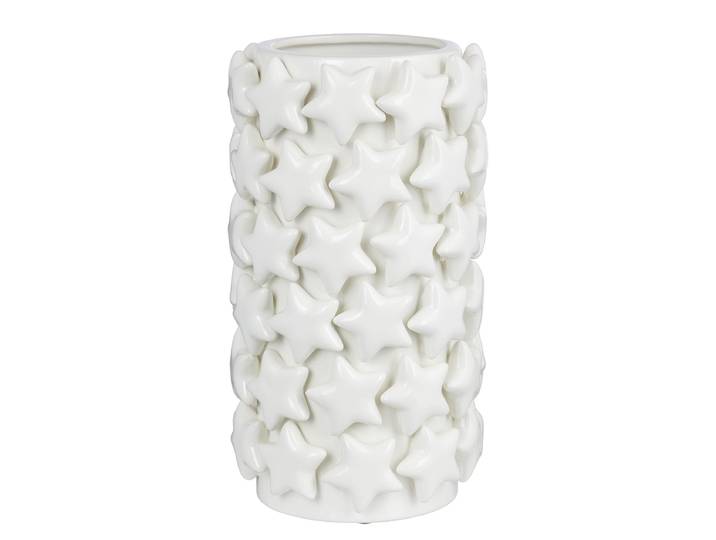 Vase 17 x 31 x 17cm Weiß/Weiß