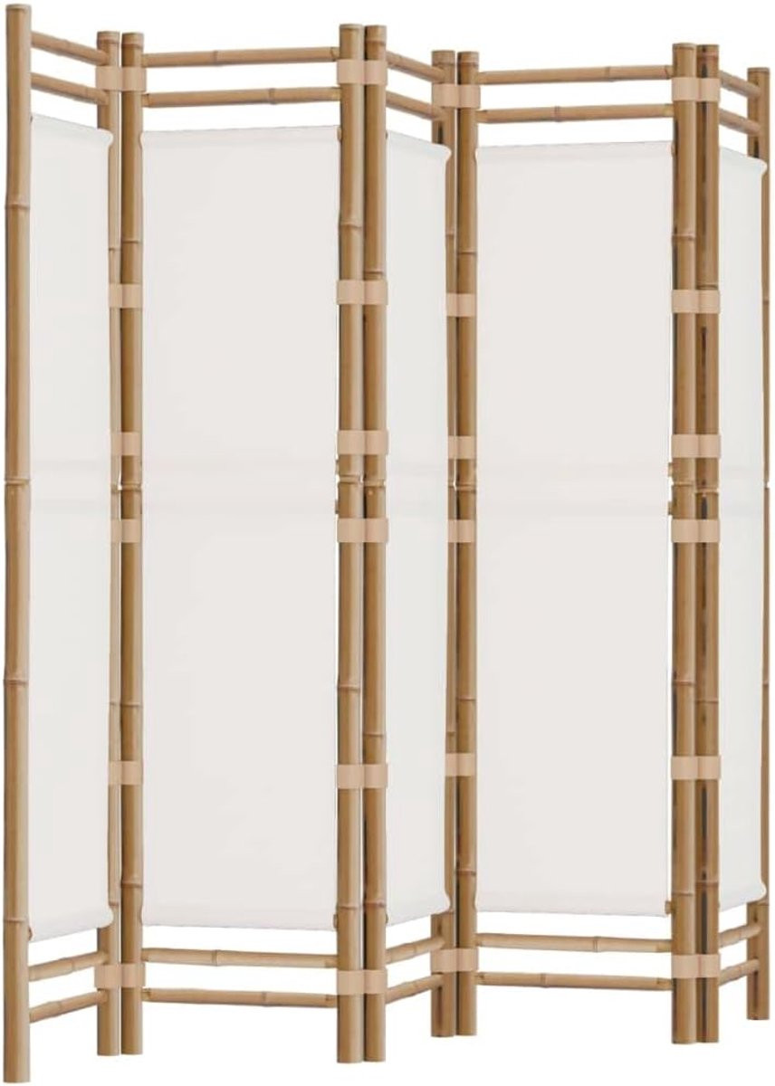 5-delige opvouwbare scheidingswand van bamboe en canvas, 200 cm, voor woonkamer, slaapkamer, keuken of kantoor