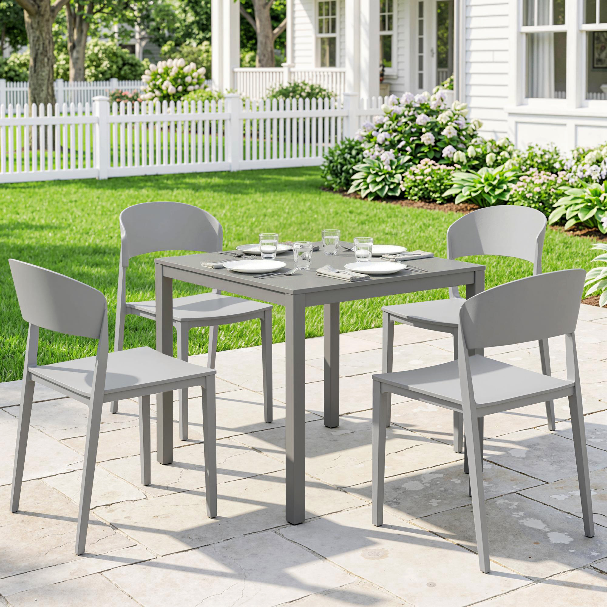 Outsunny Set 4 Sedie Giardino , Impilabili, Struttura pp Adatte per Tutte le Stagioni   Aosom Italy