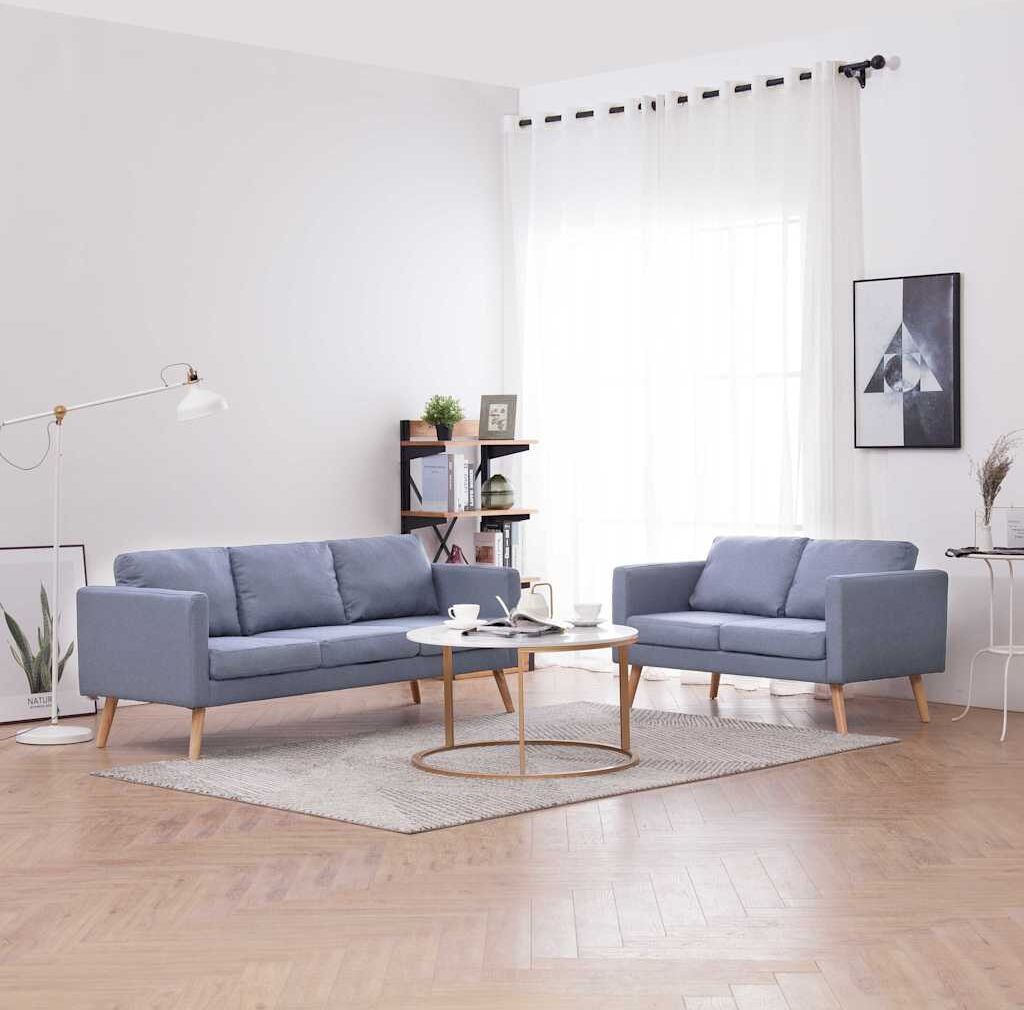 vidaXL Set de sofás de 2 y 3 plazas de tela gris claro Gris