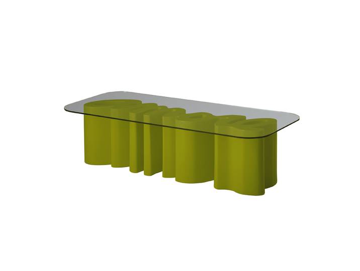 SLIDE table basse AMORE TABLE (Citron vert - Polyéthylène et verre)