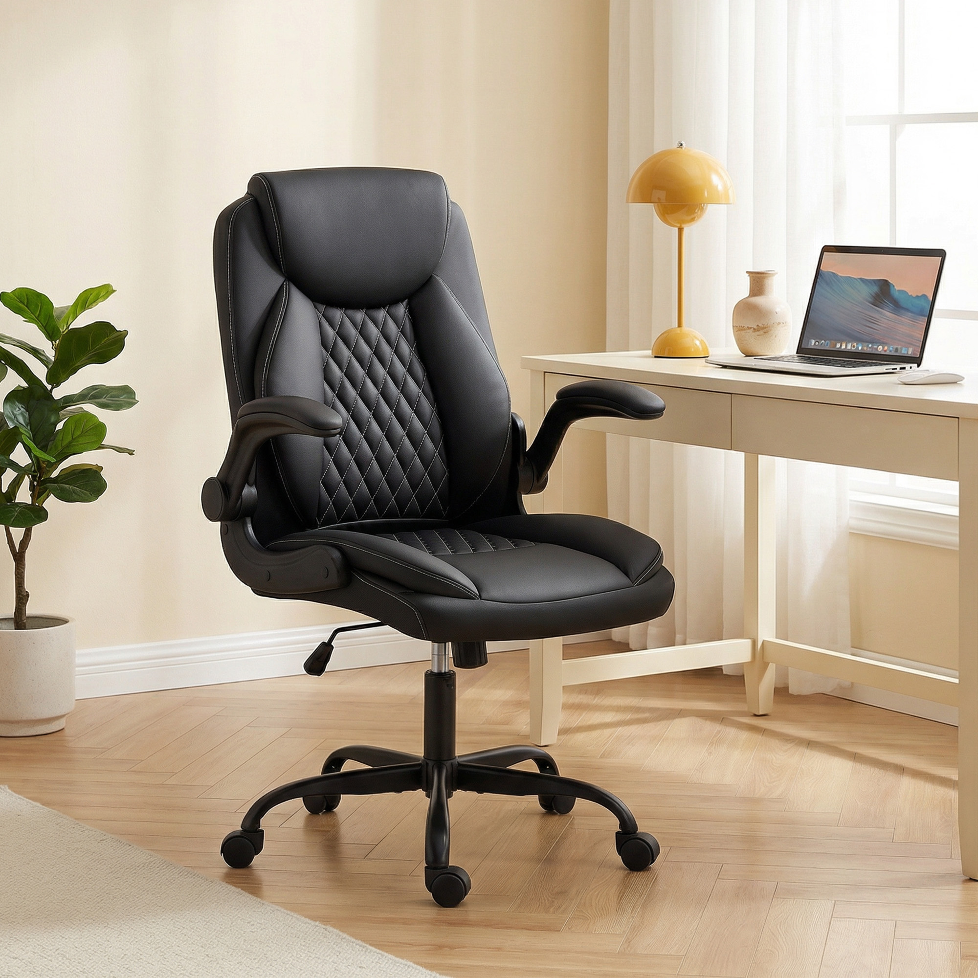 Homcom Sedia ufficio ergonomica con braccioli sollevabili e altezza regolabile, Nero   Aosom Italy
