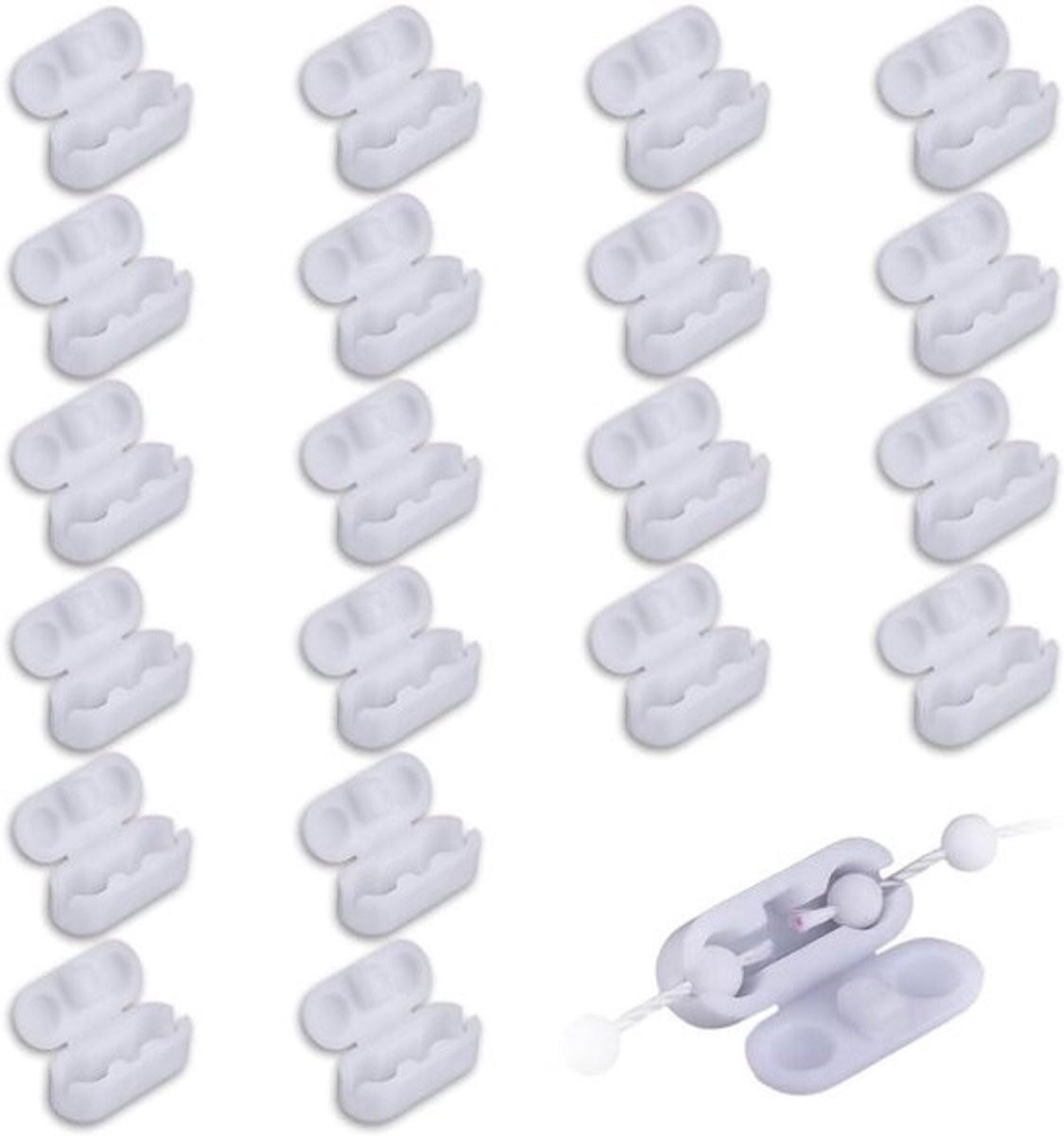 20 stuks witte kogelketting clips van duurzaam kunststof voor het repareren van gordijnen
