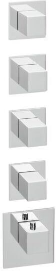 Herzbach Logic XL Fertigmontageset 11.524010.2.01 Universal-Thermostat-Modul, 5 eckige Armaturenblenden, chrom