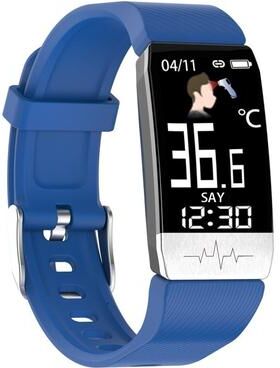 CaseAndConnect T1S Smart Fitness Tracker Watch With Heart Rate, Blood Oxygen & Temperature Monitoring blue